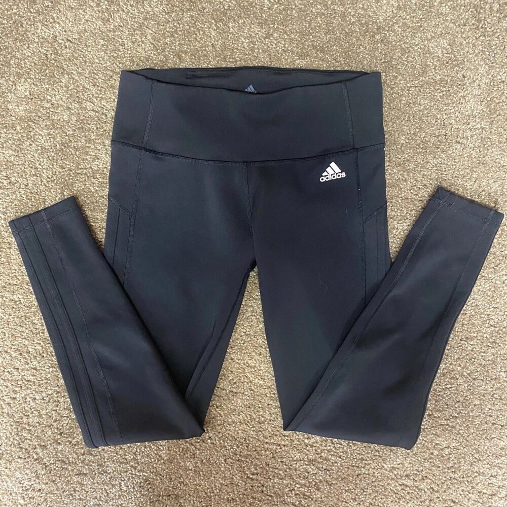 Adidas Black Climalite Leggings Women's Medium Stretch Workout Mid Rise‎ Pull-On